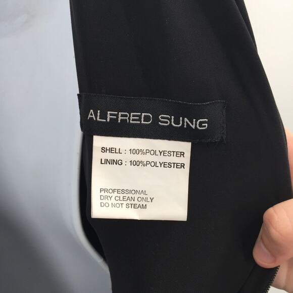 Alfred Sung Fit Flare Maxi Dress Sleeveless Crew Neck Zip Back Black SZ 4 NWT - Picture 6 of 9